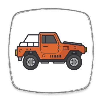 Jeep-Karikatur - Viereckiger Kühlschrankmagnet - Weiß - Vorne