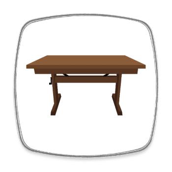 Rustic wooden table illustration of the Mufuti - Square fridge magnet - white - Front