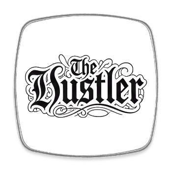 The Hustler Gothic Script - Square fridge magnet - white - Front