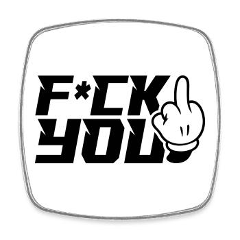 Mittelfinger F_ck You - Viereckiger Kühlschrankmagnet - Weiß - Vorne