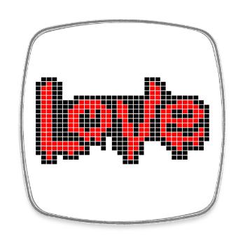 Texte Pixel Art – L’AMOUR en lettres rouges - Magnet carré - blanc - Devant