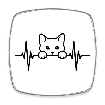 Battant de cœur de chat – Amoureux des chats - Magnet carré - blanc - Devant