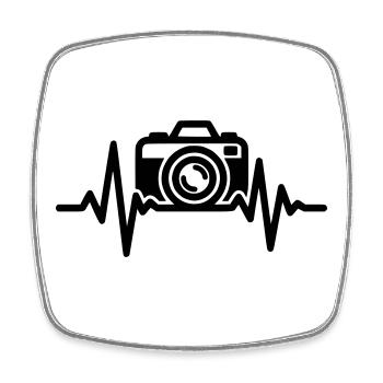 Kamera Herzschlag – Fotograf Geschenk - Viereckiger Kühlschrankmagnet - Weiß - Vorne