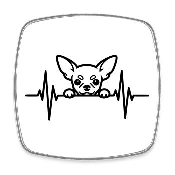 Chihuahua Herzschlag – Kleiner Hund - Viereckiger Kühlschrankmagnet - Weiß - Vorne