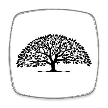 Shade Tree – Artistic Tree with Leaves - Square fridge magnet - white - Front