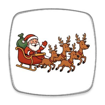 Christmas sleigh with reindeer - Square fridge magnet - white - Front