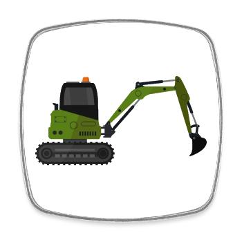Bagger - Viereckiger Kühlschrankmagnet - Weiß - Vorne