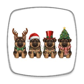Getigerte Katze Vintage Weihnachtsbeleuchtung - Viereckiger Kühlschrankmagnet - Weiß - Vorne