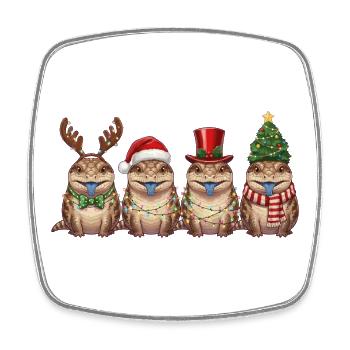 Blauzungenskink Weihnachten Lichterkette - Viereckiger Kühlschrankmagnet - Weiß - Vorne