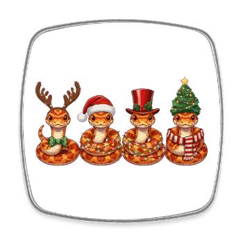 Kornnatter Weihnachtsmann Weihnachtsbeleuchtung  - Viereckiger Kühlschrankmagnet - Weiß - Vorne