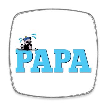 Winter sports enthusiast dad skier - Square fridge magnet - white - Front