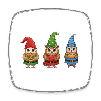Owl Christmas Sunglasses Cool - Square fridge magnet - white - Front