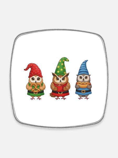Eule Weihnachten Sonnenbrille Cool - Viereckiger Kühlschrankmagnet - Weiß