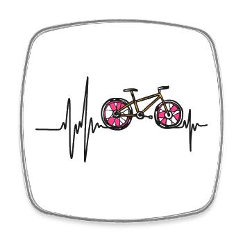 Bicycle Cycling Sport Road Heart Rhythm - Square fridge magnet - white - Front