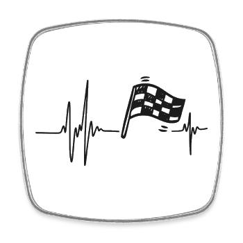 Motorsport | Herzschläger-Karo-Flagge - Viereckiger Kühlschrankmagnet - Weiß - Vorne