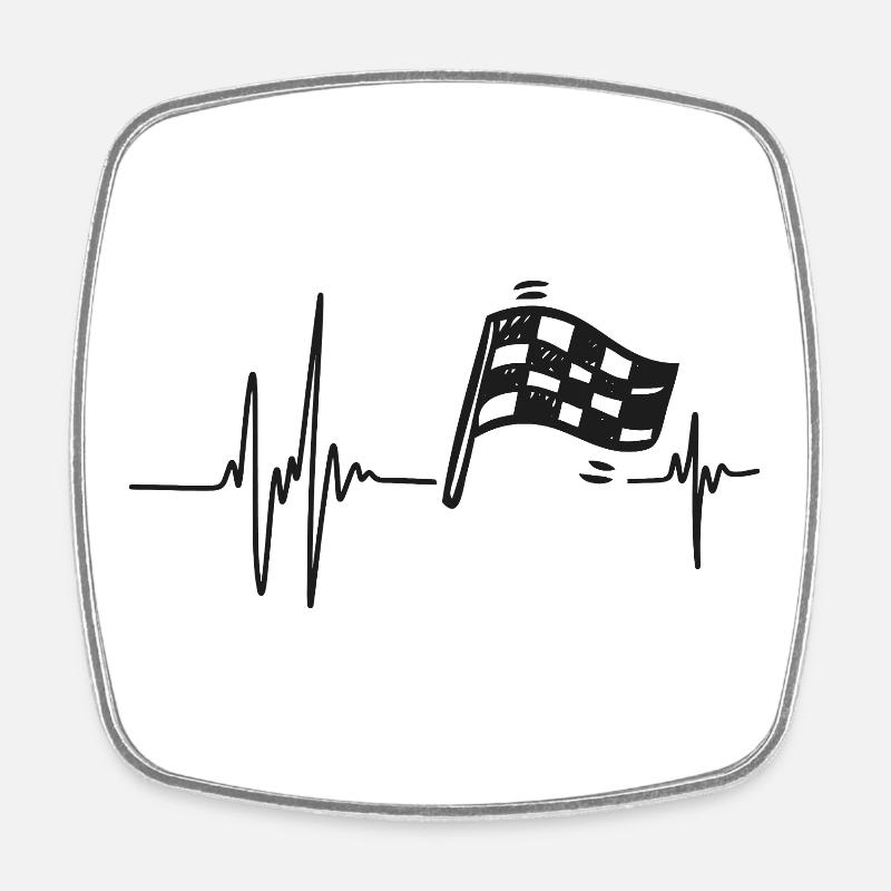 Course Automobile | Cœur Bat Drapeau à Damier - Magnet carré - blanc