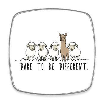 Dare To Be Different – Sheep Alpaca Illustration - Square fridge magnet - white - Front