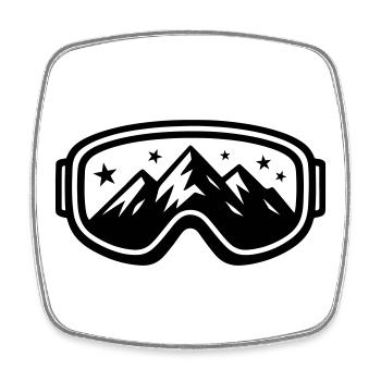 Skibrille Ski Berge Piste Symbol - Viereckiger Kühlschrankmagnet - Weiß - Vorne