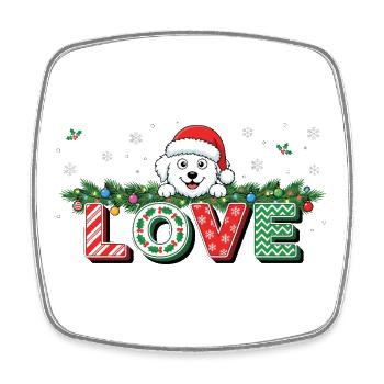 Love Bichon Frisé Weihnachten Hund Niedlich Xmas - Viereckiger Kühlschrankmagnet - Weiß - Vorne