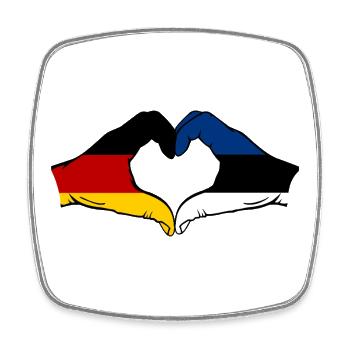 Drapeau allemand de l’Estonie Mains en forme de cœur utilisé - Magnet carré - blanc - Devant