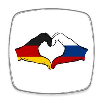 Germany Russia Flag Heart - Square fridge magnet - white - Front