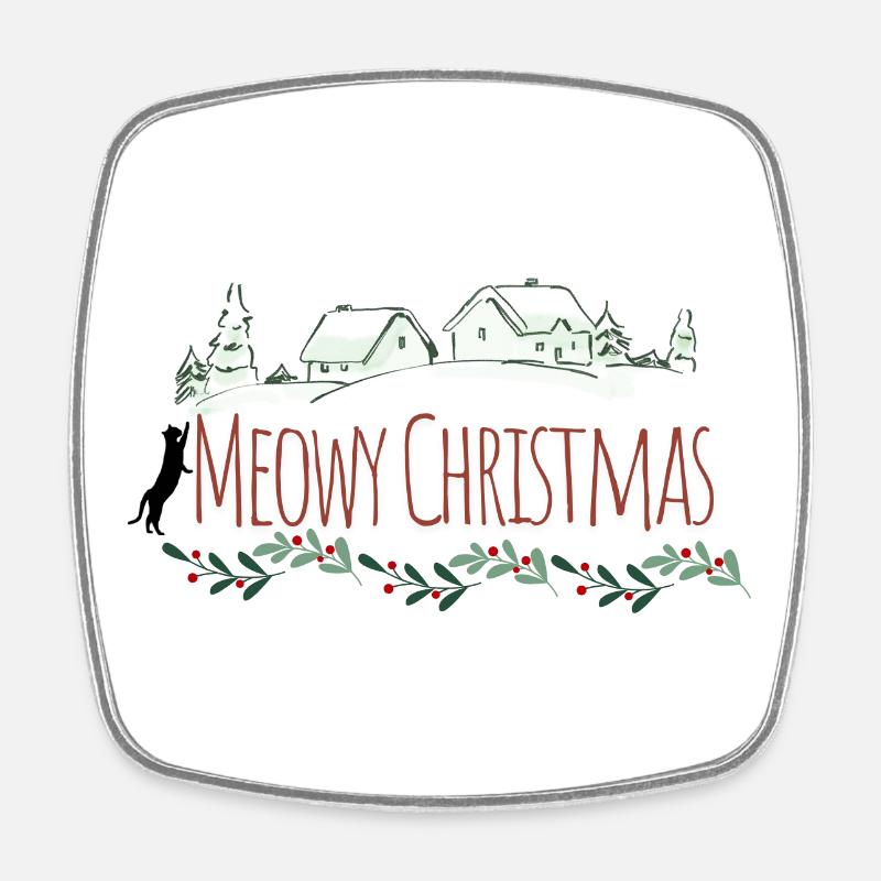 Meowy Christmas - Square fridge magnet - white