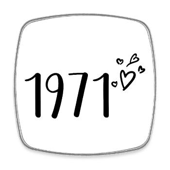 1971 - Viereckiger Kühlschrankmagnet - Weiß - Vorne