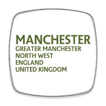 Manchester – England Lyric Design - Viereckiger Kühlschrankmagnet - Weiß - Vorne
