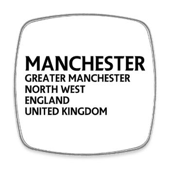 Manchester – England Lyric Design - Viereckiger Kühlschrankmagnet - Weiß - Vorne