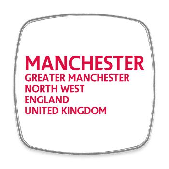 Manchester – England Lyric Design - Viereckiger Kühlschrankmagnet - Weiß - Vorne
