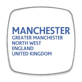 Manchester – England Lyric Design - Viereckiger Kühlschrankmagnet - Weiß - Vorne
