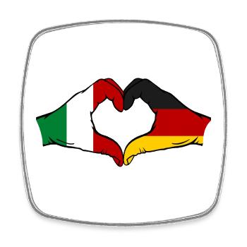 Italy Germany Flag Heart used - Square fridge magnet - white - Front