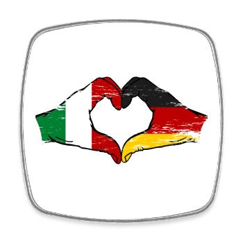 Italien Deutschland Flagge Herz - Viereckiger Kühlschrankmagnet - Weiß - Vorne