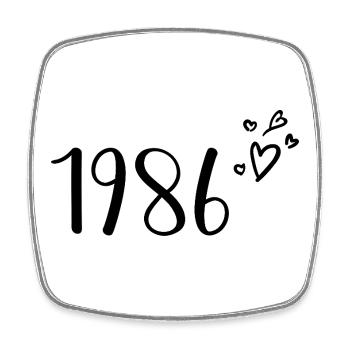 1986 - Viereckiger Kühlschrankmagnet - Weiß - Vorne