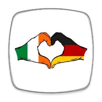 Ireland Germany Flag Hands Heart Shape Used - Square fridge magnet - white - Front