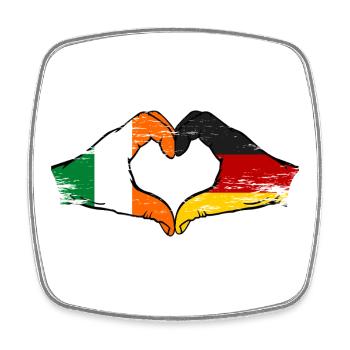 Ireland Germany Flag Hands Heart Shape - Square fridge magnet - white - Front