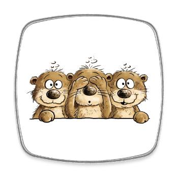 Drei Drollige Otter I Seeotter Cartoon  - Viereckiger Kühlschrankmagnet - Weiß - Vorne