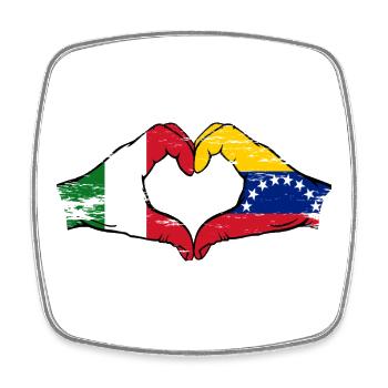 Italien Venezuela Flagge Herz used - Viereckiger Kühlschrankmagnet - Weiß - Vorne