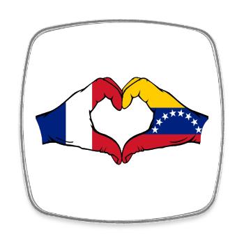 Frankreich Venezuela Flagge Hände Herzform - Viereckiger Kühlschrankmagnet - Weiß - Vorne
