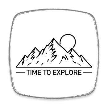 Motif extérieur des montagnes en dessin - Magnet carré - blanc - Devant