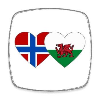 Norwegen Wales Flagge Herz - Viereckiger Kühlschrankmagnet - Weiß - Vorne