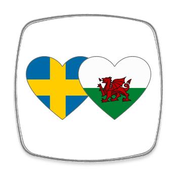 Sweden Wales Flag Heart - Square fridge magnet - white - Front