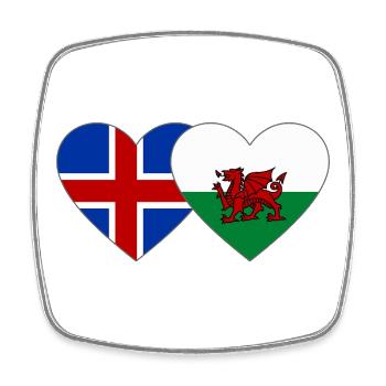 Iceland Wales Flag Heart - Square fridge magnet - white - Front