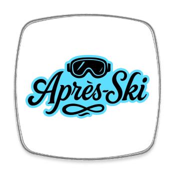 Apres Ski Skibrille Piste - Viereckiger Kühlschrankmagnet - Weiß - Vorne
