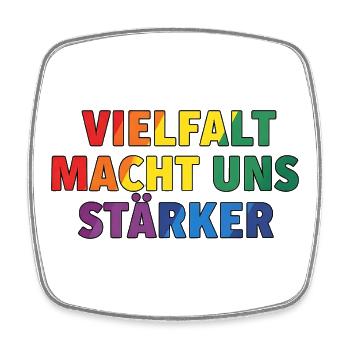 La diversité nous rend plus forts – Regenbogen Design - Magnet carré - blanc - Devant