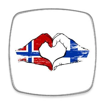 Mains en forme de cœur du drapeau de la Norvège de la Finlande - Magnet carré - blanc - Devant