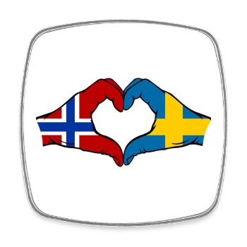 Drapeau Norvège-Suède Mains de cœur - Magnet carré - blanc - Devant