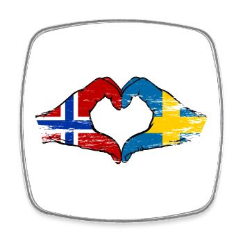 Norwegen Schweden Flagge Hände Herz used - Viereckiger Kühlschrankmagnet - Weiß - Vorne