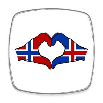 Norvège Islande Drapeau Mains Cœur - Magnet carré - blanc - Devant