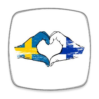 Mains en forme de cœur du drapeau Suède-Finlande utilisées - Magnet carré - blanc - Devant